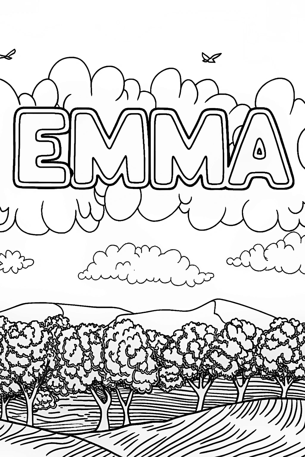 A bubbleLetters style coloring page