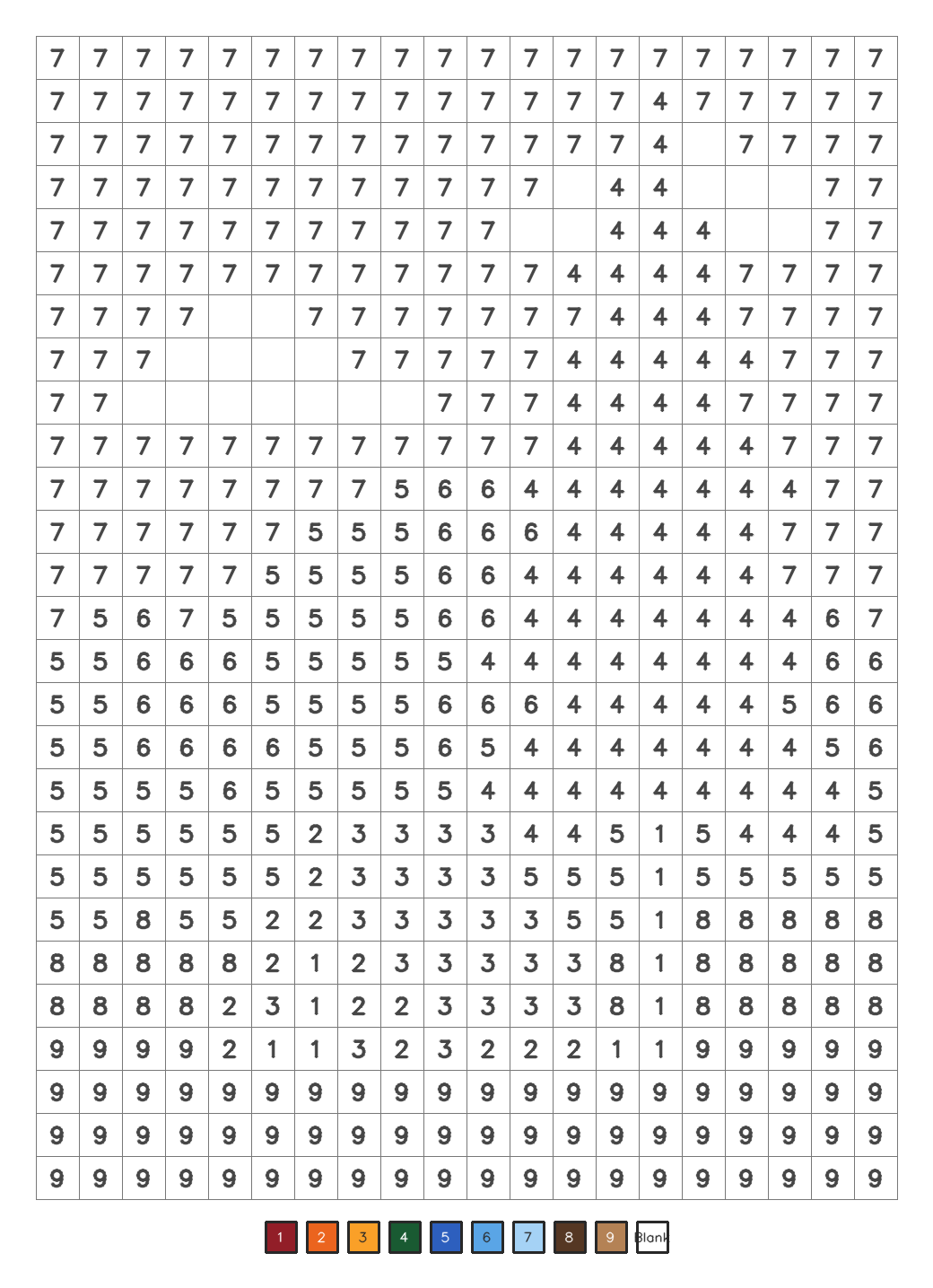 A mystery-mosaic style coloring page